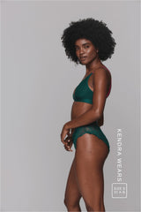 Signature Lace Synergy Bralette & V Brazilian Set - Forest Green