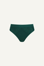 A ghost image of the front of a green lace knicker 