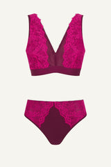 Signature Lace Synergy Fuller Cup Bralette & Brief Set - Wine