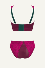 Signature Lace Synergy Fuller Cup Bralette & High - Waisted Brief Set - Wine - Lemonade Dolls