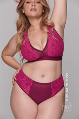 Signature Lace Synergy Fuller Cup Bralette & High - Waisted Brief Set - Wine - Lemonade Dolls
