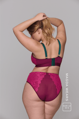 Signature Lace Synergy Fuller Cup Bralette & High - Waisted Brief Set - Wine - Lemonade Dolls