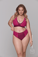 Signature Lace Synergy Fuller Cup Bralette & High-Waisted Brief Set - Wine