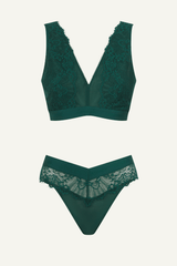 Signature Lace Synergy Fuller Cup Bralette & V Brazilian Set - Forest Green - Lemonade Dolls