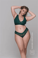 Signature Lace Synergy Fuller Cup Bralette & V Brazilian Set - Forest Green - Lemonade Dolls