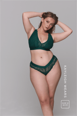 Signature Lace Synergy Fuller Cup Bralette & V Brazilian Set - Forest Green - Lemonade Dolls