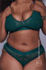 Signature Lace Synergy Fuller Cup Bralette & V Brazilian Set - Forest Green - Lemonade Dolls