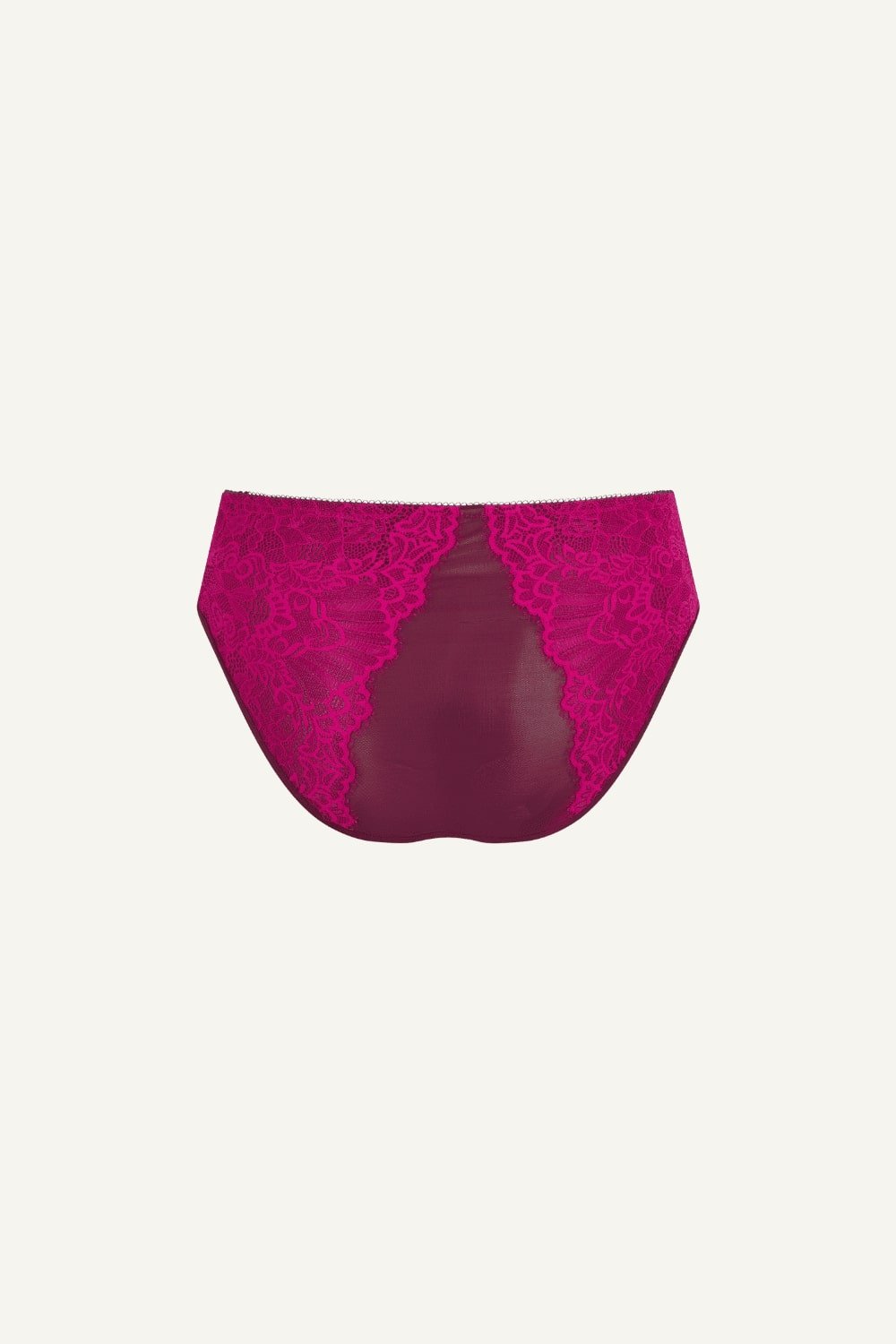 A ghost image of the back of a pink lace brief 