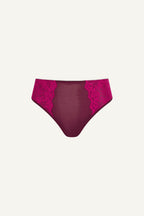 A ghost image of the front of a pink lace brief 