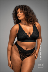 Stretch Lace Thong - Black - Lemonade Dolls