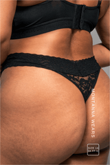 Stretch Lace Thong - Black - Lemonade Dolls
