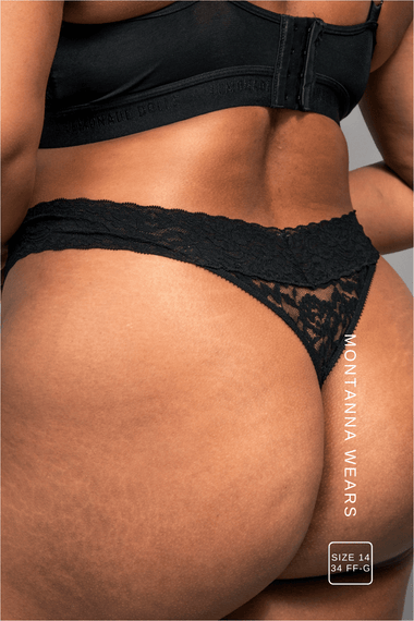 String en dentelle extensible - Noir