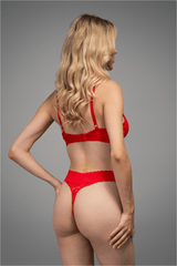 Stretch Lace Thong - Red - Lemonade Dolls