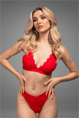 Stretch Lace Thong - Red - Lemonade Dolls