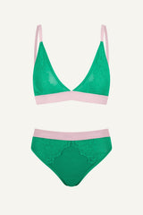 Ensemble brassière et culotte en dentelle Synergy - Émeraude