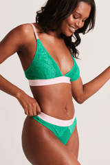 Synergy Lace Bralette & Thong Set - Emerald - Lemonade Dolls