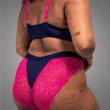 Synergy Lace Brief - Navy & Pink