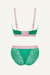 Ensemble brassière et culotte Synergy Lace à bonnets généreux - Émeraude