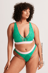 Synergy Lace Fuller Cup Bralette & Thong Set - Emerald - Lemonade Dolls