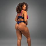 Synergy Lace Thong - Pink & Navy - Lemonade Dolls