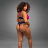Synergy Lace Thong - Pink & Navy - Lemonade Dolls