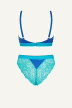 Blue Lace And Mesh and Bralette  Brief Set