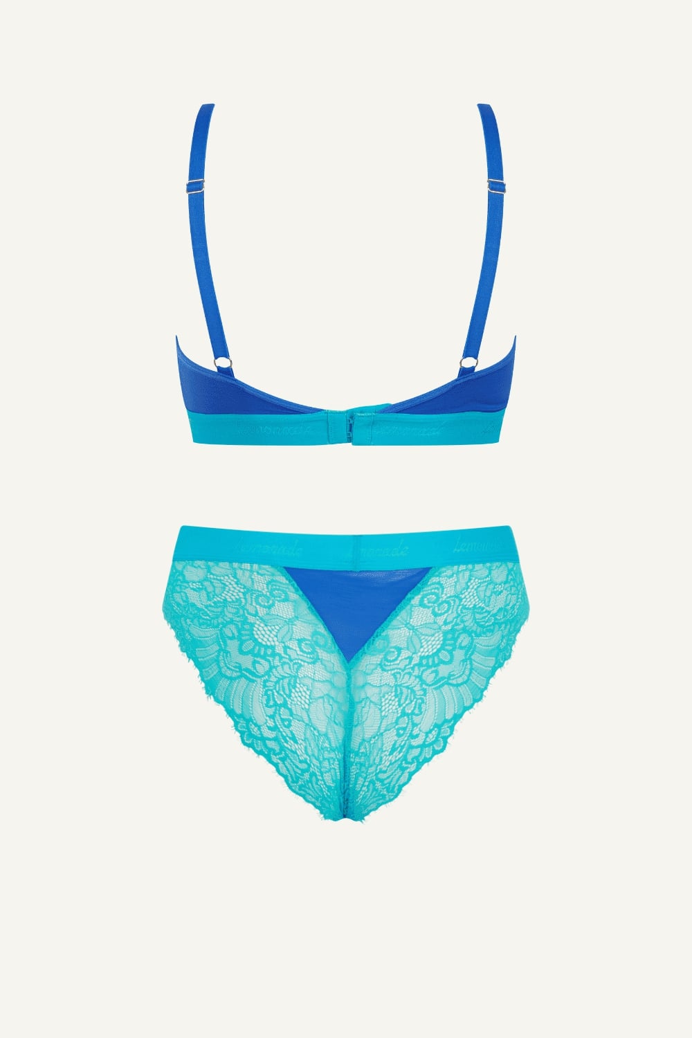 Blue Lace And Mesh and Bralette  Brief Set