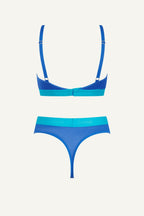 Blue Lace and Mesh Bralette & Thong Set