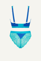 Blue Lace And Mesh and Bralette  Brief Set