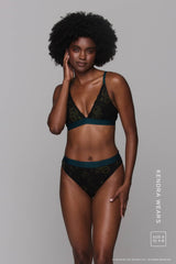 Wicked Elphaba Shimmer Lace Bralette & Brief Set - Black - Lemonade Dolls