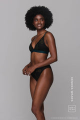 Wicked Elphaba Shimmer Lace Bralette & Brief Set - Black - Lemonade Dolls