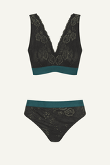 Wicked Elphaba Shimmer Lace Fuller Cup Bralette & Brief Set - Black - Lemonade Dolls
