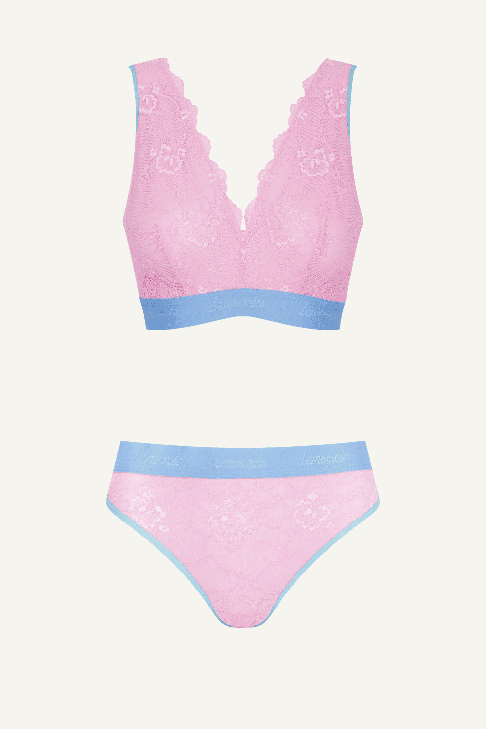 Wicked Glinda Pink Lace Bralette And Brief Set