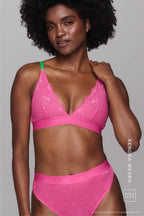 Wicked Pink Lace Bralette And Brief Set