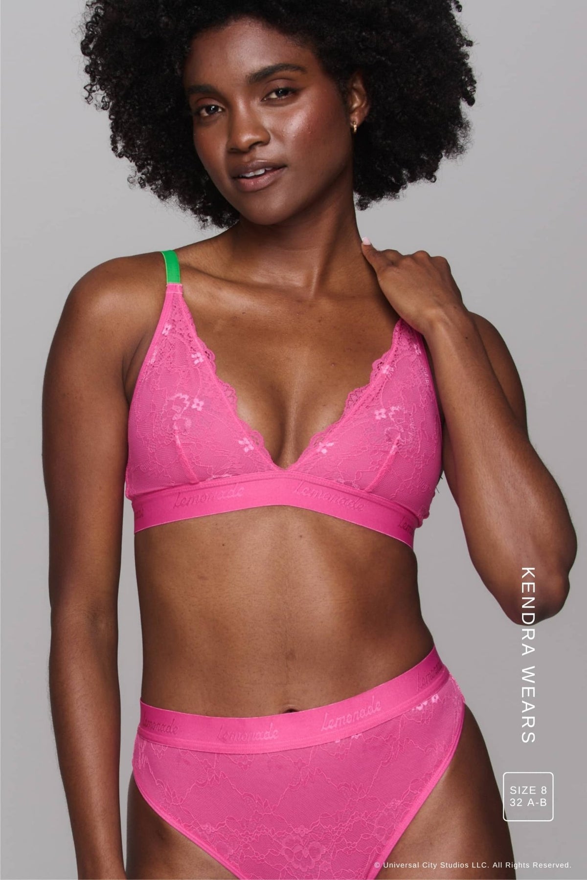 Wicked Pink Lace Bralette And Brief Set