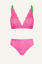 Wicked Pink Lace Bralette And Brief Set
