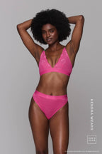 Wicked Pink Lace Bralette And Brief Set