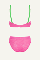 Wicked Picot Lace Bralette & Brief Set - Pink - Lemonade Dolls