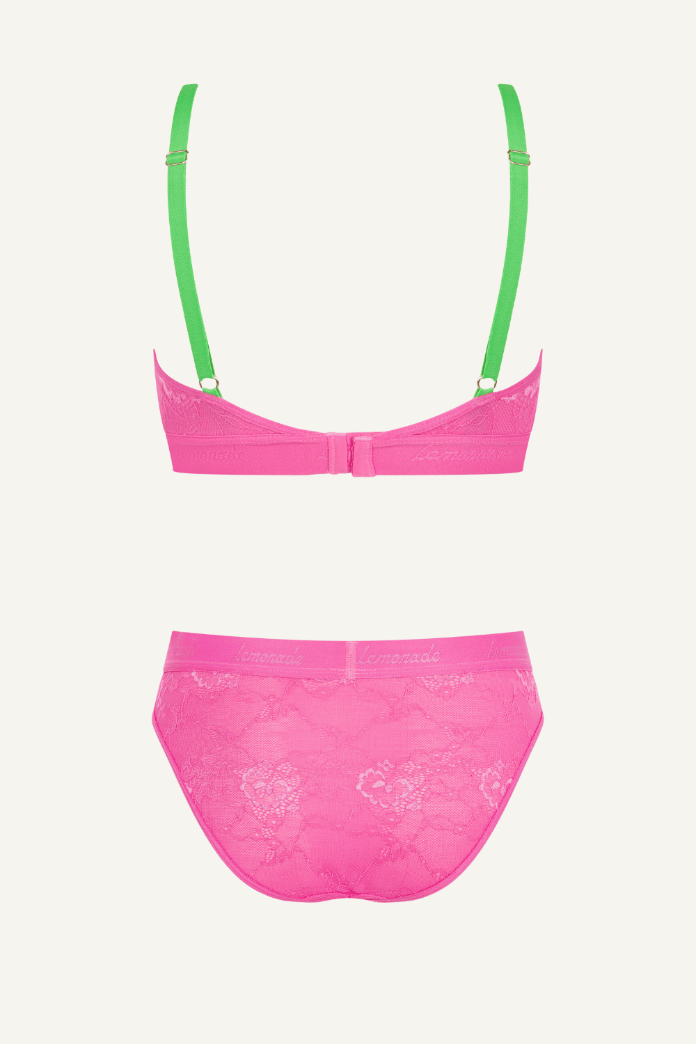 Wicked Pink Lace Bralette And Brief Set