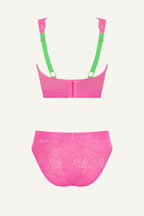 Wicked Pink Lace Bralette And Brief Set
