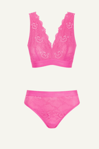 Wicked Pink Lace Bralette And Brief Set